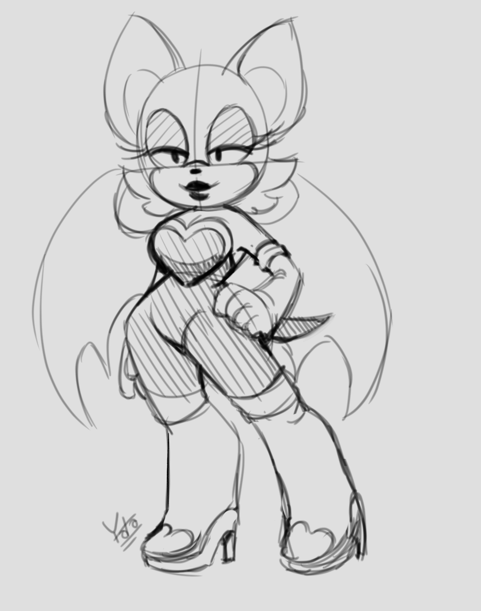 Yotomoe1's tweet image. Trying to brush up on my sonic drawing skills again starting with Rouge. In recent years I've really started to like her design more and wanna try to do it justice.