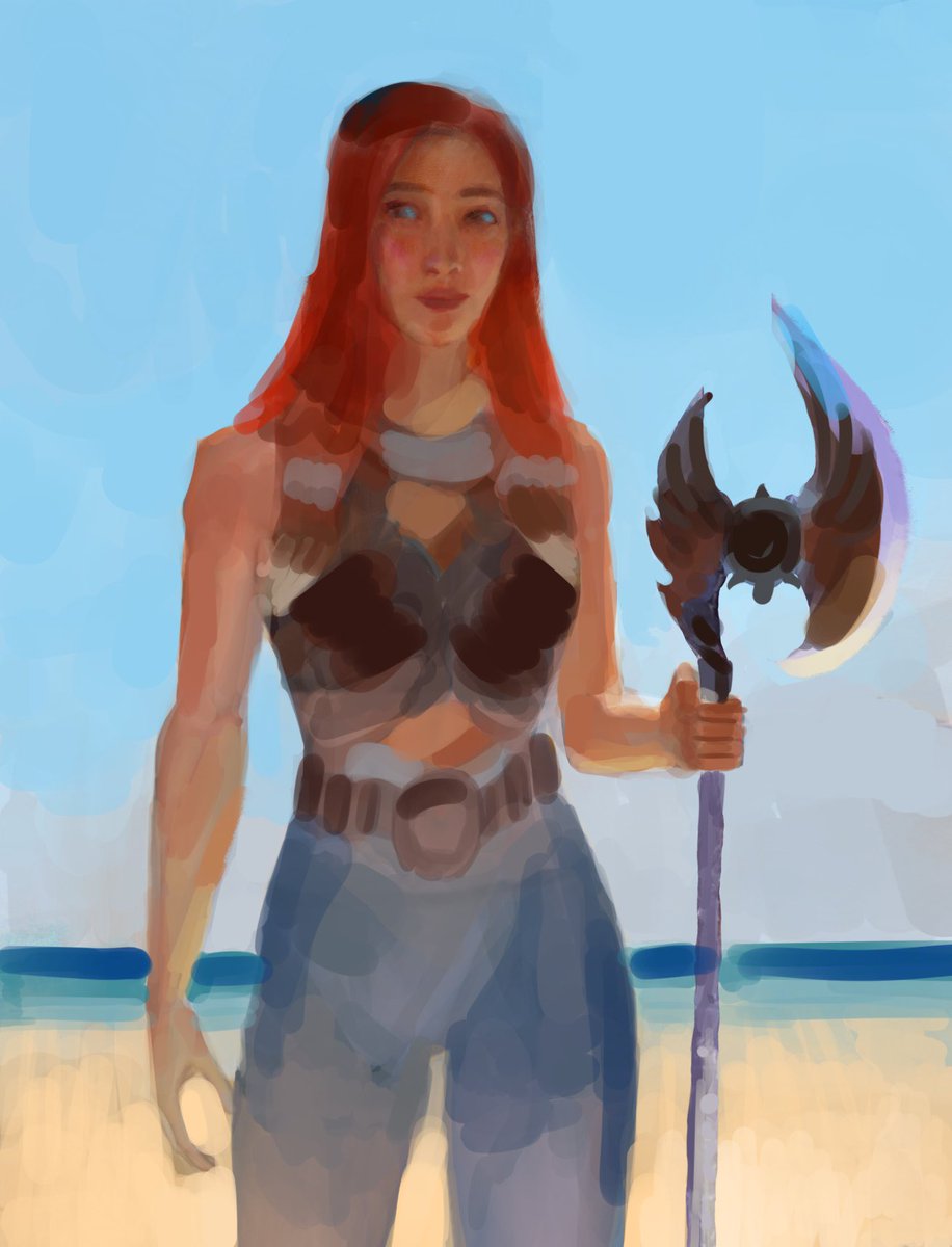Cipi1010's tweet photo. A commission for @otherthingson 
Lord of fortune warrior Rook on Rivain coast. 
Sorry for only been focused on her face (
#DragonAge https://t.co/9fbAqYSCE6
