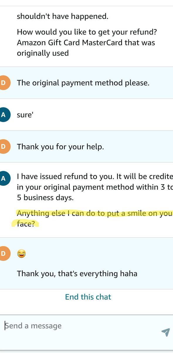 enyagami's tweet photo. Didn't know Amazon Support was that kind of chat 🥵 https://t.co/UI0x3Wwdax