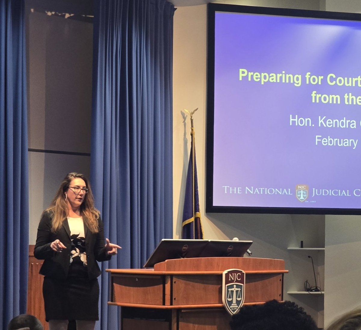 First lecture as a member of the faculty with the National Judicial College sharing insights from the bench with military members. Grateful to engage with those who serve! #JudicialLeadership #nationaljudicialcollege #justicebeyondthecourtroom #kendraforjustice