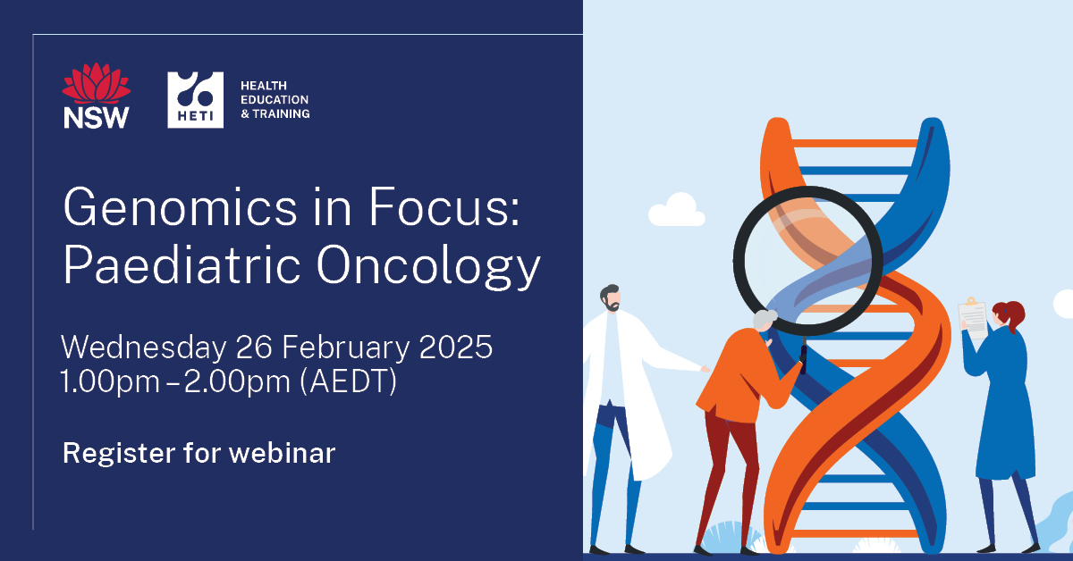 HETI (@nswheti) on Twitter photo Our Genomics in Focus Webinar Series is back! Learn about incorporating #genomicmedicine in your practice including how to access genomic testing, consenting patients and interpreting genomic test results. Find out more: genetics.edu.au/SitePages/Webiā¦
<a href="/RACGP/">RACGP</a> <a href="/ACRRM/">ACRRM</a> <a href="/TheRACP/">The Royal Australasian College of Physicians</a> <a href="/NSWHealth/">NSW Health</a> Our Genomics in Focus Webinar Series is back! Learn about incorporating #genomicmedicine in your practice including how to access genomic testing, consenting patients and interpreting genomic test results. Find out more: genetics.edu.au/SitePages/Webiā¦
<a href="/RACGP/">RACGP</a> <a href="/ACRRM/">ACRRM</a> <a href="/TheRACP/">The Royal Australasian College of Physicians</a> <a href="/NSWHealth/">NSW Health</a>