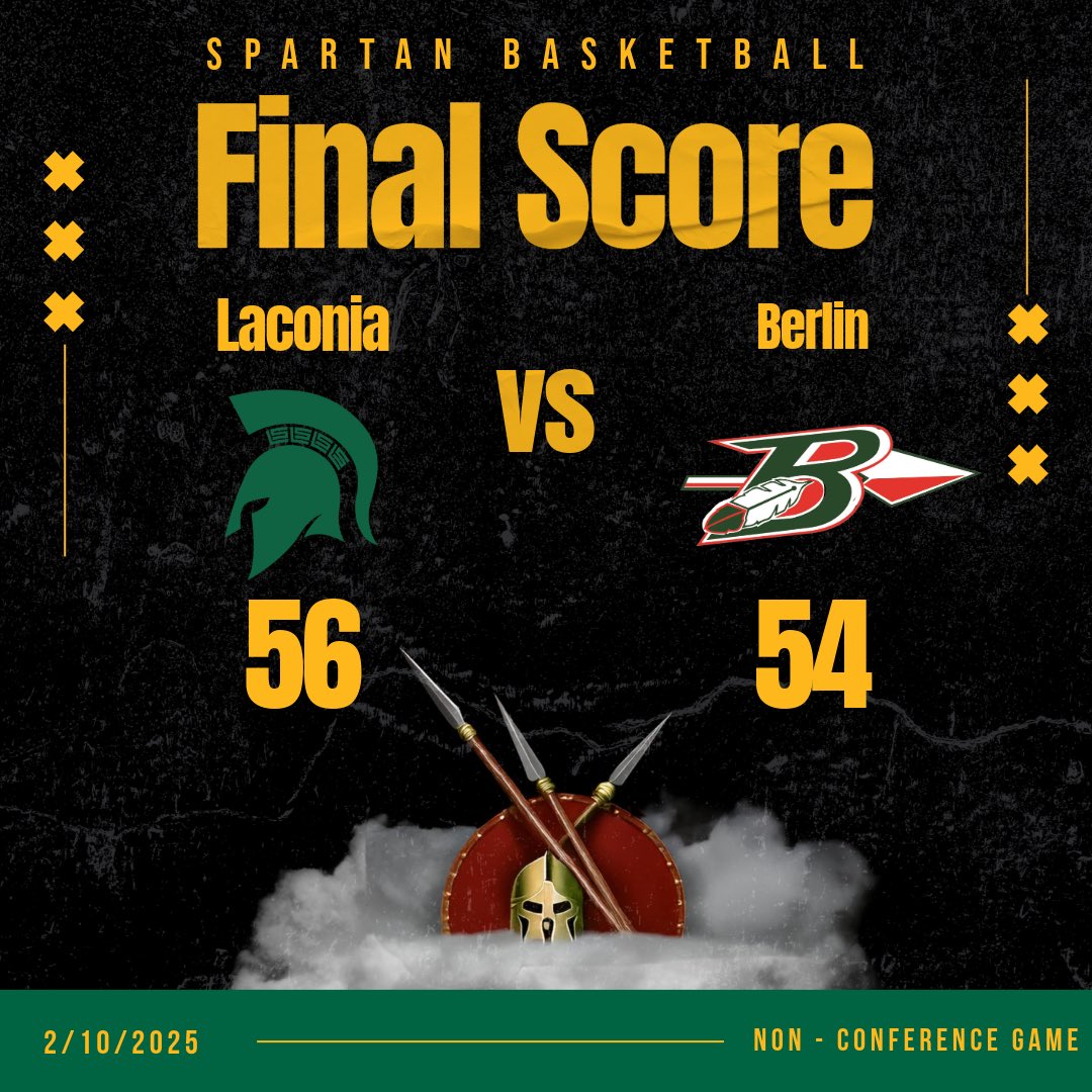 LaconiaHoops's tweet image. Spartans get a big home win over a quality Berlin team! 

#OneFist #DYJ 

#wisbb