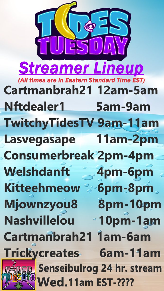 CartmanBrah (@cartmanbrah18) on Twitter photo Catch me twice this week during the Tides Tuesday streamer lineup starting at midnight EST Tuesday and again at 1am EST Wednesday. Then don't miss <a href="/FadedMonsuta/">FadedMonsuta</a> streaming for 24 hrs. <a href="/TwitchyTides/">Twitchy Tides</a> for the win! #twitchytides #watchtoearn Catch me twice this week during the Tides Tuesday streamer lineup starting at midnight EST Tuesday and again at 1am EST Wednesday. Then don't miss <a href="/FadedMonsuta/">FadedMonsuta</a> streaming for 24 hrs. <a href="/TwitchyTides/">Twitchy Tides</a> for the win! #twitchytides #watchtoearn
