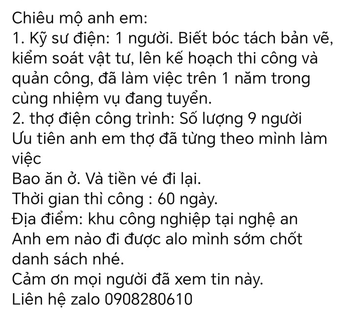 Mình đang cần gấp để kịp tiến độ.
Zalo mình 0908280610.