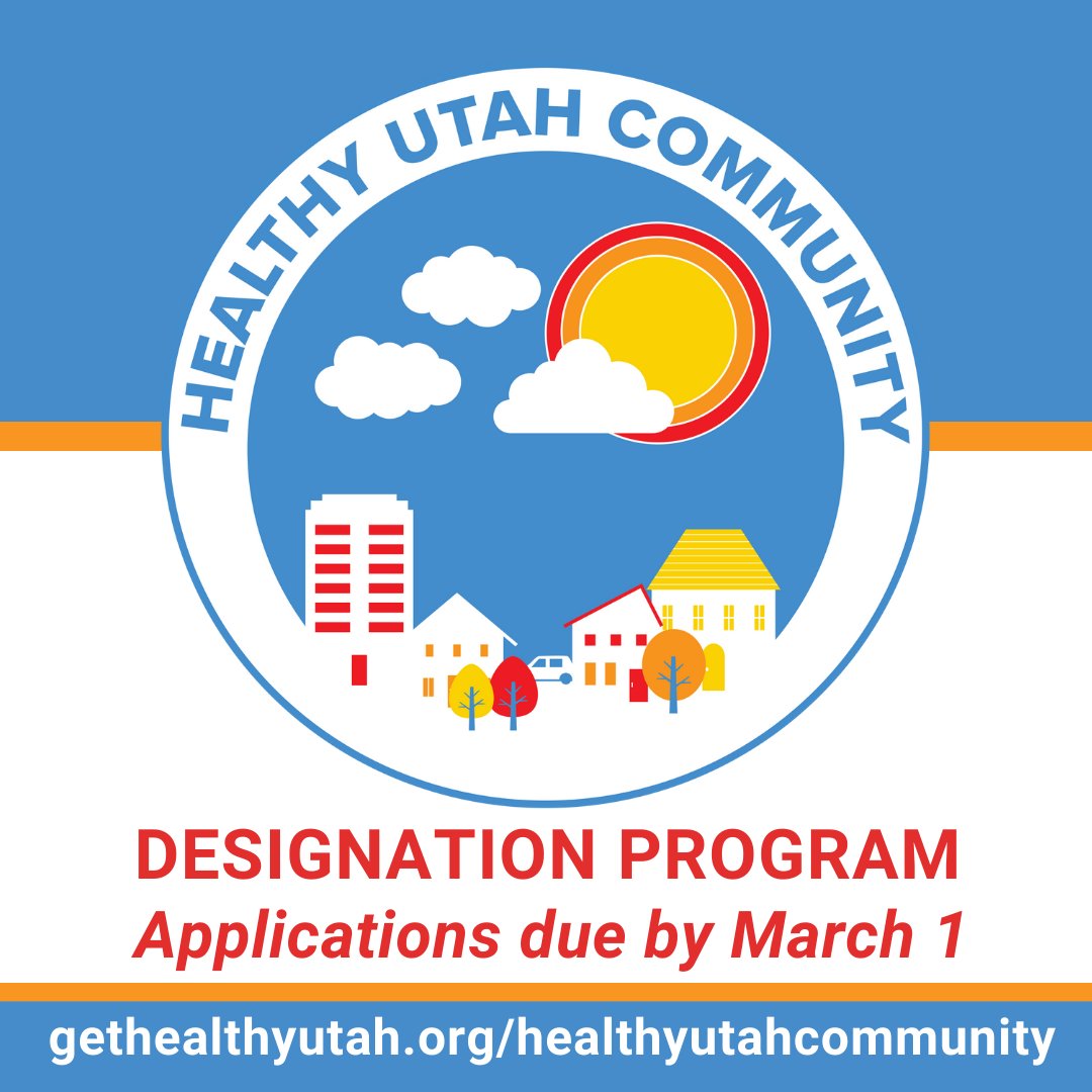 Calling all healthy Utah cities and towns! Applications for the Spring 2025 Healthy Utah Community designation program are due soon. Visit our website to learn how your city or town can qualify today!

#gethealthy #utah #healthyutahcommunity