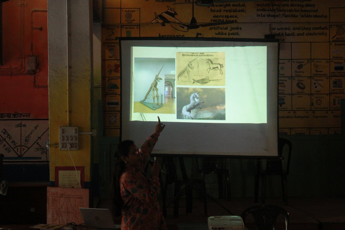 sayoni_she's tweet photo. In this year's 'International Day of Women and Girls in Science', I would like to share some glimpses of the #sheinspires program I recently conducted. It was "An interactive session for school students about Palaeontology".
Thank you @Rukhmabai101 @IndiaBioscience https://t.co/NY8QKzQbf7