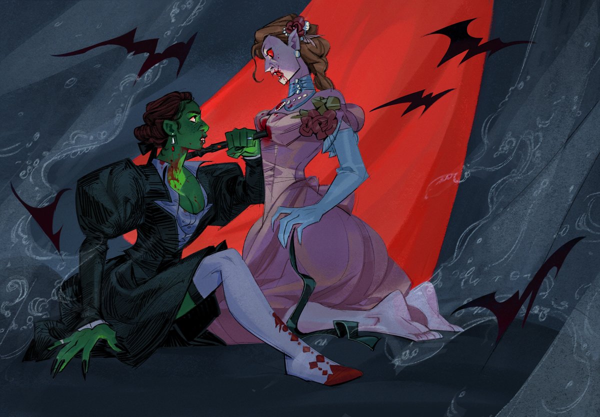 comm from <a href="/garnetbutpink/">⋆ ˚｡⋆୨♡୧⋆ ˚｡⋆</a> for <a href="/sexybread_png/">♡</a> (inspired by their vampire gelphie au)

Happy Birthday Mickey!! 🥳 Thank you for all the lovely art you share, and wishing you both a yuriful year 🦇🌸🦇