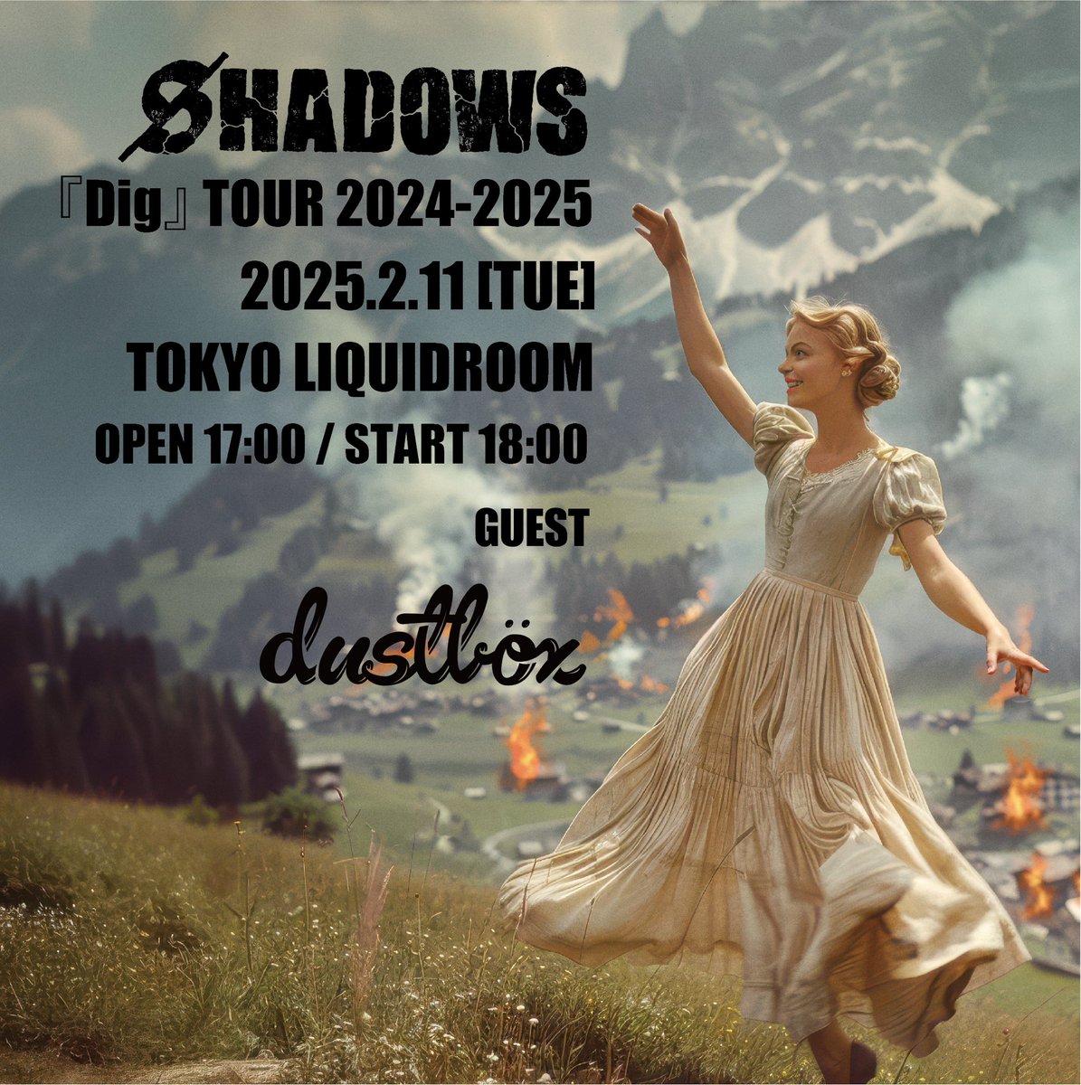 SHADOWS_JAPAN's tweet photo. 本日、
SHADOWS『Dig』TOUR 2024-2025 Day.26 TOUR FINAL SERIES 恵比寿LIQUIDROOM
w/ dustbox
THANK YOU SOLD OUT🔥
先行物販14:30〜
NEW MERCH
•ROBOT CREWNECK
•SHADOW Tee
•S LOGO Hoodie New color
•LIGHTER New color
#shadowsjapan #DIG #DIGTOUR https://t.co/e6WBOpevXk