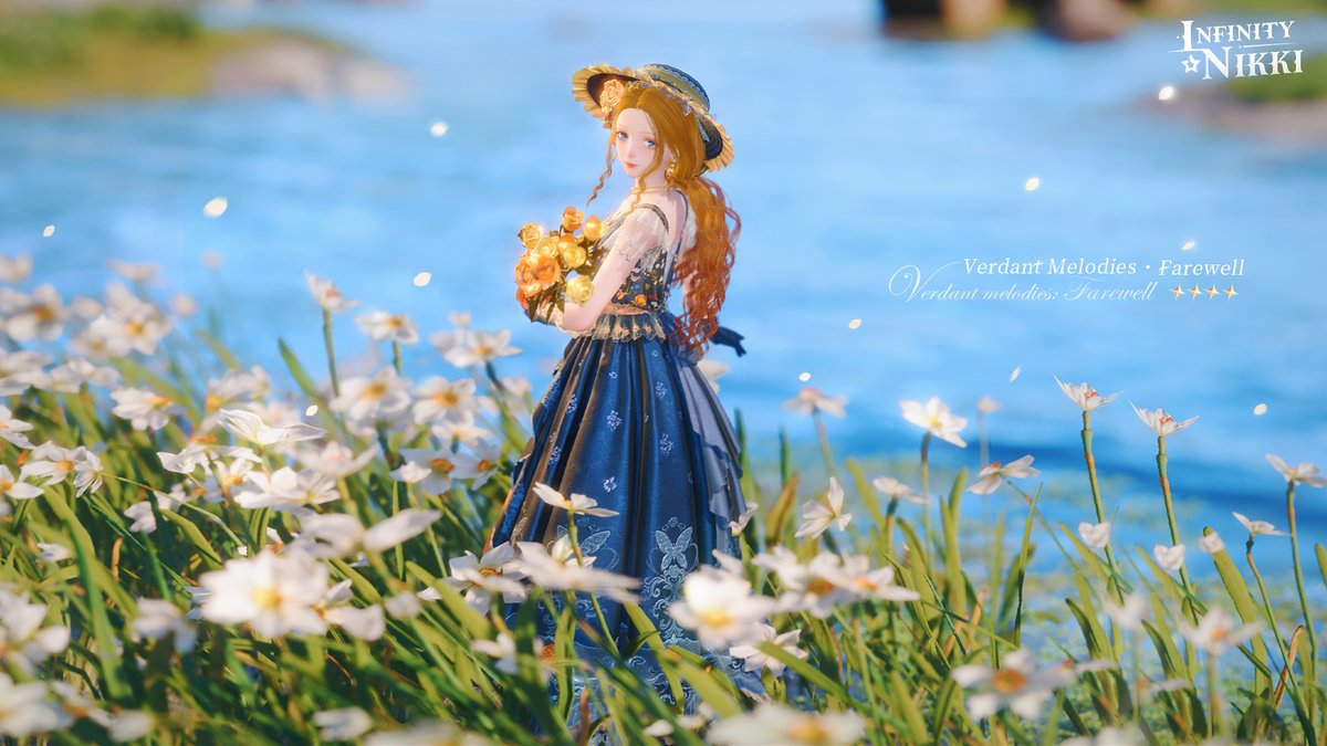 InfinityNikkiEN's tweet image. Whimsical Wardrobe丨Verdant Melodies
&amp;gt;&amp;gt;Main Attribute: Fresh

Wandering along Silken Lake, a gentle breeze stirs, setting the lake's surface aglow with shimmering light.
She gathers the scattered flowers and weave them, one by one, into a tapestry of romance, adorning the vibrant…