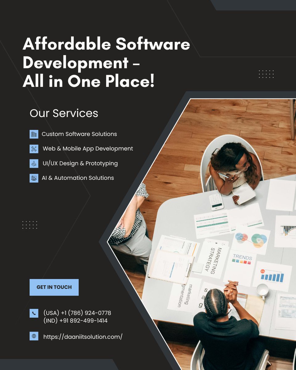 Daanisocial's tweet photo. Looking for high-quality software development that won’t break the bank? We’ve got you covered! 
Custom Software Solutions
Web &amp; Mobile App Development
UI/UX Design &amp; Prototyping
AI &amp; Automation Solutions
https://t.co/UhIf96qqkj
(USA) +1 (786) 924-0778 (IND) +91 892-499-1414 https://t.co/1UZX6XZJtI