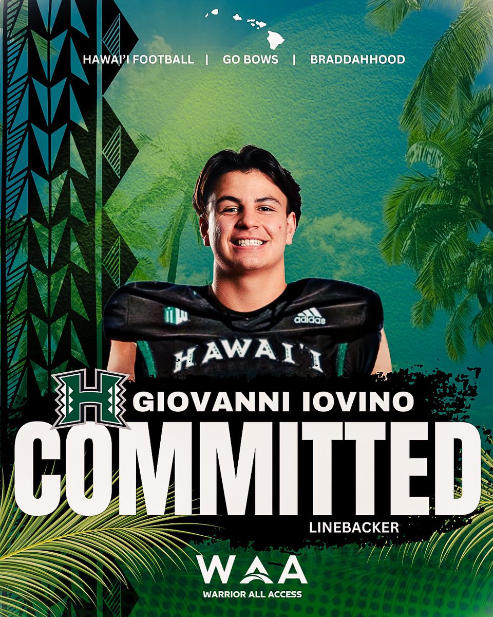 ICYMI: Univ. of San Diego transfer LB Giovanni Iovino has verbally committed to play for #HawaiiFB via his Instagram post! 
#BRADDAHHOOD #GoBows instagram.com/p/DF6giEfvsYy/…