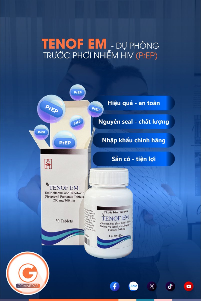 GlinkVN's tweet photo. TENOF-EM 📦 THUỐC DỰ ĐIỀU TRỊ DỰ PHÒNG TRƯỚC PHƠI NHIỄM HIV (PrEP)

#Glink #PrEP #PrEPthuongmai #TenofEm #Hetero https://t.co/ZAesioXQSA