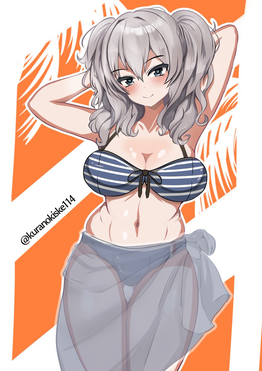 鹿島(艦これ) 「#これを見た人はおへそを見せる見た人強制鹿島のおヘソ 」|くらのきすけのイラスト