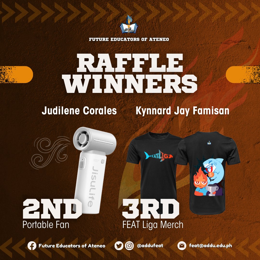 addufeat's tweet photo. 𝐅𝐄𝐀𝐓 𝐋𝐈𝐆𝐀 𝟐 | 𝐑𝐚𝐟𝐟𝐥𝐞 𝐖𝐢𝐧𝐧𝐞𝐫𝐬

Victory isn’t just won on the court—it finds its way to those who rise to the challenge! Congratulations to our lucky raffle winners for 𝐅𝐄𝐀𝐓 𝐋𝐢𝐠𝐚 𝐒𝐞𝐚𝐬𝐨𝐧 𝟐: 𝐏𝐚𝐠𝐬𝐢𝐛𝐨𝐥 𝐧𝐠 𝐊𝐚𝐦𝐩𝐞𝐨𝐧.

#FEATLigaSeason2 https://t.co/ELcgGYmXY4