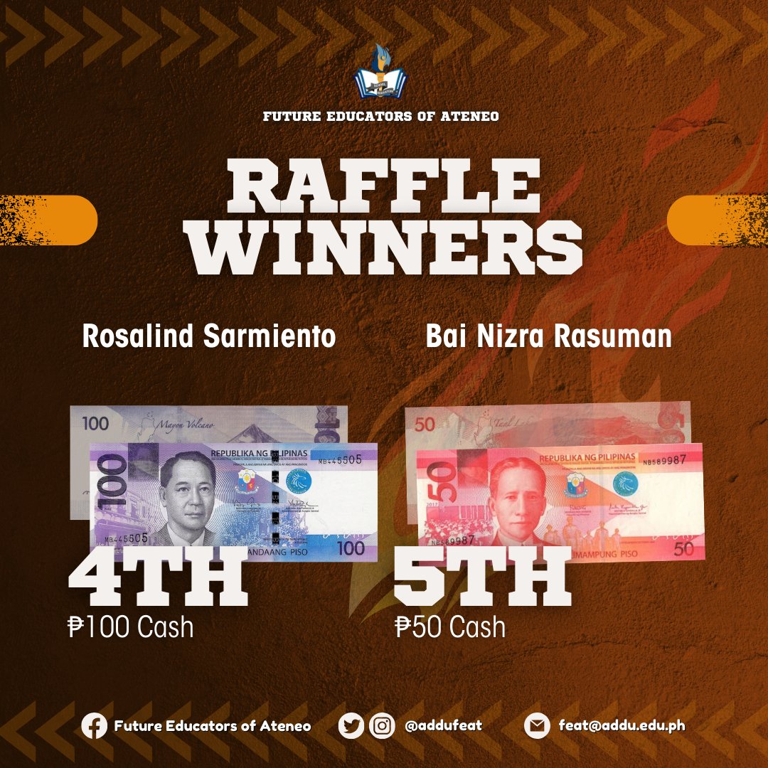 addufeat's tweet photo. 𝐅𝐄𝐀𝐓 𝐋𝐈𝐆𝐀 𝟐 | 𝐑𝐚𝐟𝐟𝐥𝐞 𝐖𝐢𝐧𝐧𝐞𝐫𝐬

Victory isn’t just won on the court—it finds its way to those who rise to the challenge! Congratulations to our lucky raffle winners for 𝐅𝐄𝐀𝐓 𝐋𝐢𝐠𝐚 𝐒𝐞𝐚𝐬𝐨𝐧 𝟐: 𝐏𝐚𝐠𝐬𝐢𝐛𝐨𝐥 𝐧𝐠 𝐊𝐚𝐦𝐩𝐞𝐨𝐧.

#FEATLigaSeason2 https://t.co/ELcgGYmXY4