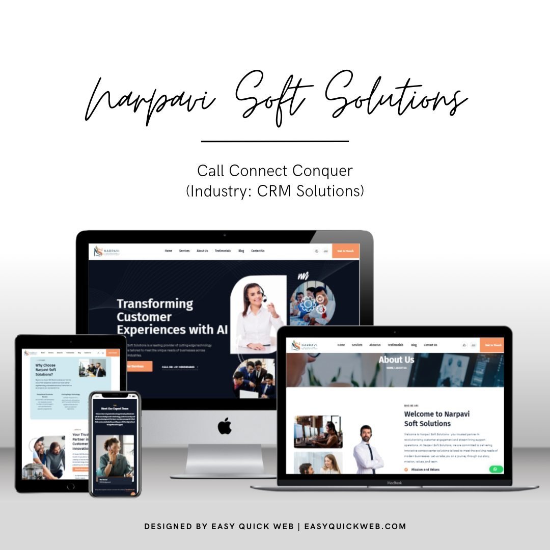 EasyQuickWeb's tweet image. 🚀 AI-powered CRM website for Narpavi Soft Solutions by EasyQuickWeb!
✔️ Responsive & User-Friendly
✔️ SEO-Optimized
✔️ AI-Driven CRM Tools
Need affordable web design in Hyderabad? 📩 info@easyquickweb.com
#WebDesign #SEO #CRM #Hyderabad