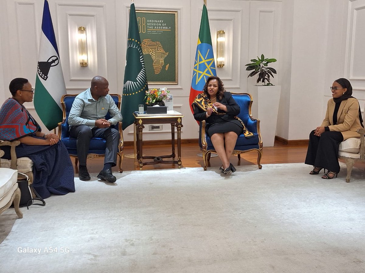 MsN_SEKETE's tweet photo. Minister of @ForeignLesotho, Hon. @LMpotjoane has arrived in #Addis Ababa for the Executive Council of  @_AfricanUnion. Before the Session starts tomorrow 12 Feb 2025, he'll begin bilateral meetings in pursuit of support for government plans in areas of energy &amp; diaspora programs https://t.co/dJsgViqCUX