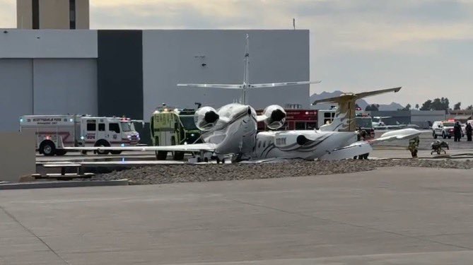One person is dead and four others are injured after a Learjet 35A ...