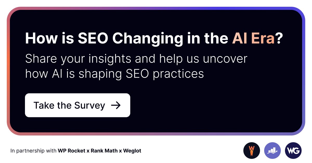 Weglot (@weglot) on Twitter photo 📣 Last call to contribute to our survey!
In partnership with <a href="/wp_rocket/">WP Rocket ™</a> Rocket and <a href="/rankmathseo/">Rank Math SEO</a>.
If you’re a freelancer, marketer, business owner, or web agency managing a WordPress website—we want to hear from you.
We’re gathering expert insights for our survey, The SEO 📣 Last call to contribute to our survey!
In partnership with <a href="/wp_rocket/">WP Rocket ™</a> Rocket and <a href="/rankmathseo/">Rank Math SEO</a>.
If you’re a freelancer, marketer, business owner, or web agency managing a WordPress website—we want to hear from you.
We’re gathering expert insights for our survey, The SEO