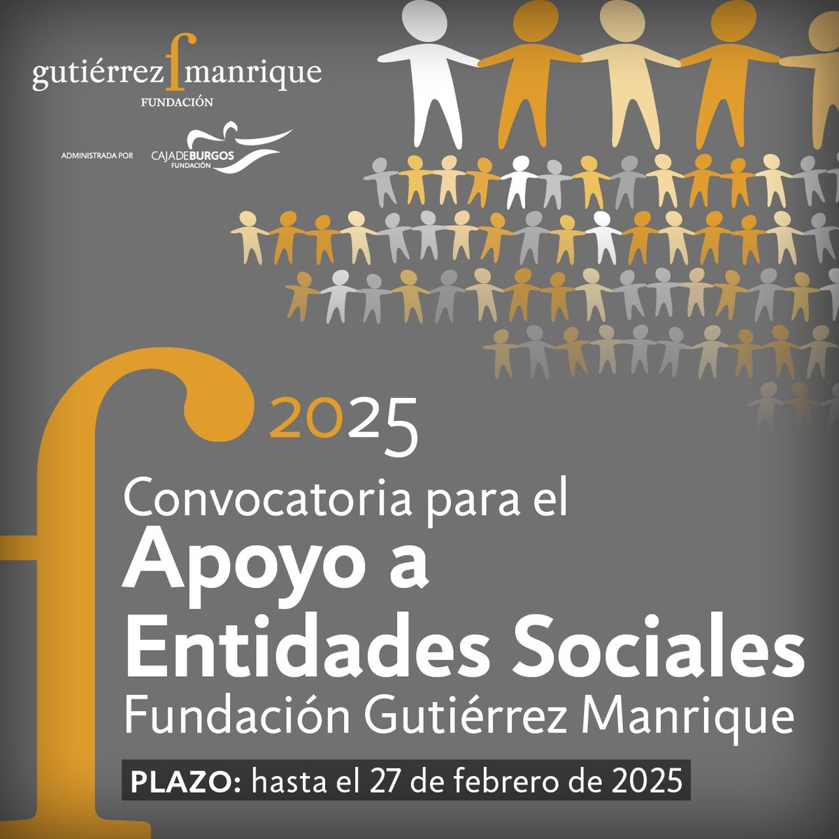 #Ayudas Incrementamos hasta 520.000 € las ayudas de #FundaciónGutiérrezManrique para apoyar el gran trabajo que realizan las entidades sociales de #Burgos y su provincia en la mejora y atención de colectivos vulnerables

⏰Solicitudes: hasta 27/02/2025
*Gracias por su difusión