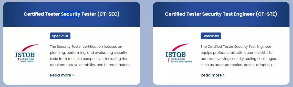 testerzy's tweet image. Does anyone understand the difference between the @ISTQBORG  - Security Tester (SEC) and the @ISTQBORG - Security Test Engineer (STE) certifications?
#ISTQB #security #securitytesting