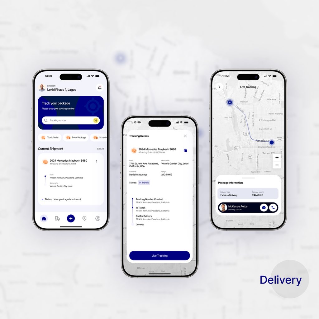 _Oluwamayomikun's tweet image. DAILY UI CHALLENGE

Day 8: Shipment Mobile App

Mobile application that allows users to manage and track their shipments to their preferred locations.

Font: Inter 
Color Code: #000080

#shipment #cargo #delivery #automobile #package #uiux #figma #productdesign @UxThrive