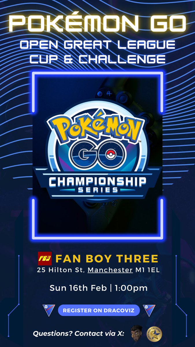 AllStarsPvP's tweet photo. #Manchester #battlers, @Fan_Boy_Three
is hosting a #PlayPokemon #PokemonGO Local Challenge &amp; League Cup!   

🔥 RSVP: https://t.co/k01aDxycFf
 📷Teams: https://t.co/FkJUqNNYRB
🗺️Map: https://t.co/Zw1Fc5BT3q 

#PokemonTCG packs and #Ambassador codes will be given to competitors! https://t.co/LdmXyJSpQN