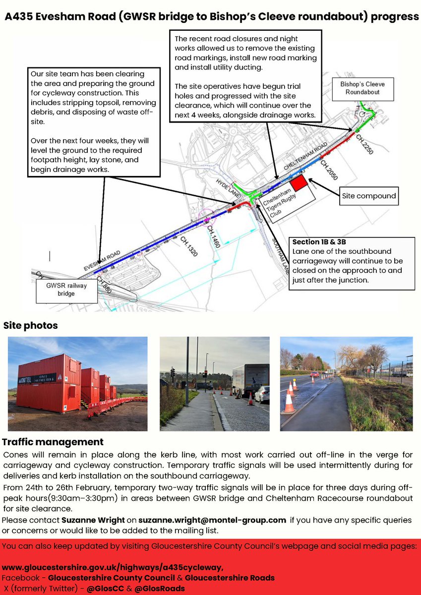 PROJECT UPDATE – A435 Cheltenham to Bishop’s Cleeve Cycleway (2.1) for <a href="/GlosCC/">Gloucestershire CC</a> <a href="/GlosRoads/">Glos Roads</a>  

Our first update since work commenced on 6th January is now available. More updates will be available as the works progress.