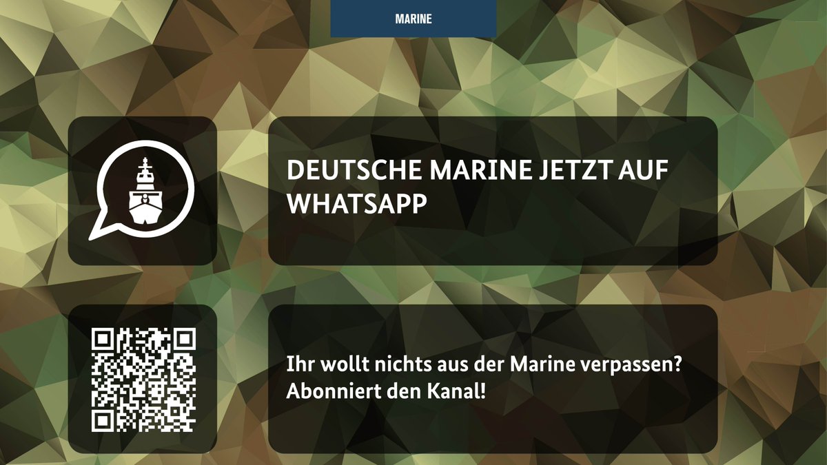 Bleibt auf dem Laufenden! Die Deutsche #Marine veröffentlicht jetzt auch aktuelle Informationen über Einsätze, Übungen und den Alltag seiner Soldatinnen und Soldaten auf WhatsApp.
whatsapp.com/channel/0029Vb…
