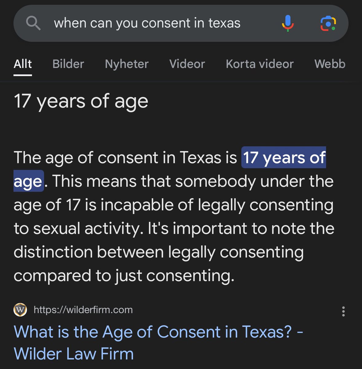 Albin2301's tweet photo. @guysimacat @lacunamayy @Enarion2 You’re searching for the wrong question, ask for age of consent instead, Norway is 16 and Texas is 17, you can still think it’s weird tho, but most likely not illegal unless there is a ”age range” clause. https://t.co/2uhS6MKdaR