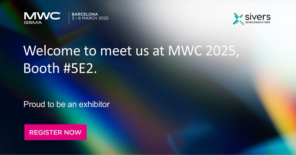 Sivers Semiconductors welcomes you to experience the broadest mmWave portfolio on the market, built on a foundation of high-performance silicon mmWave beamfoming technology.
Meet us at MWC in Barcelona, booth#5E2 in Hall 5.

Book a personalized meeting: hubs.ly/Q0366Khn0