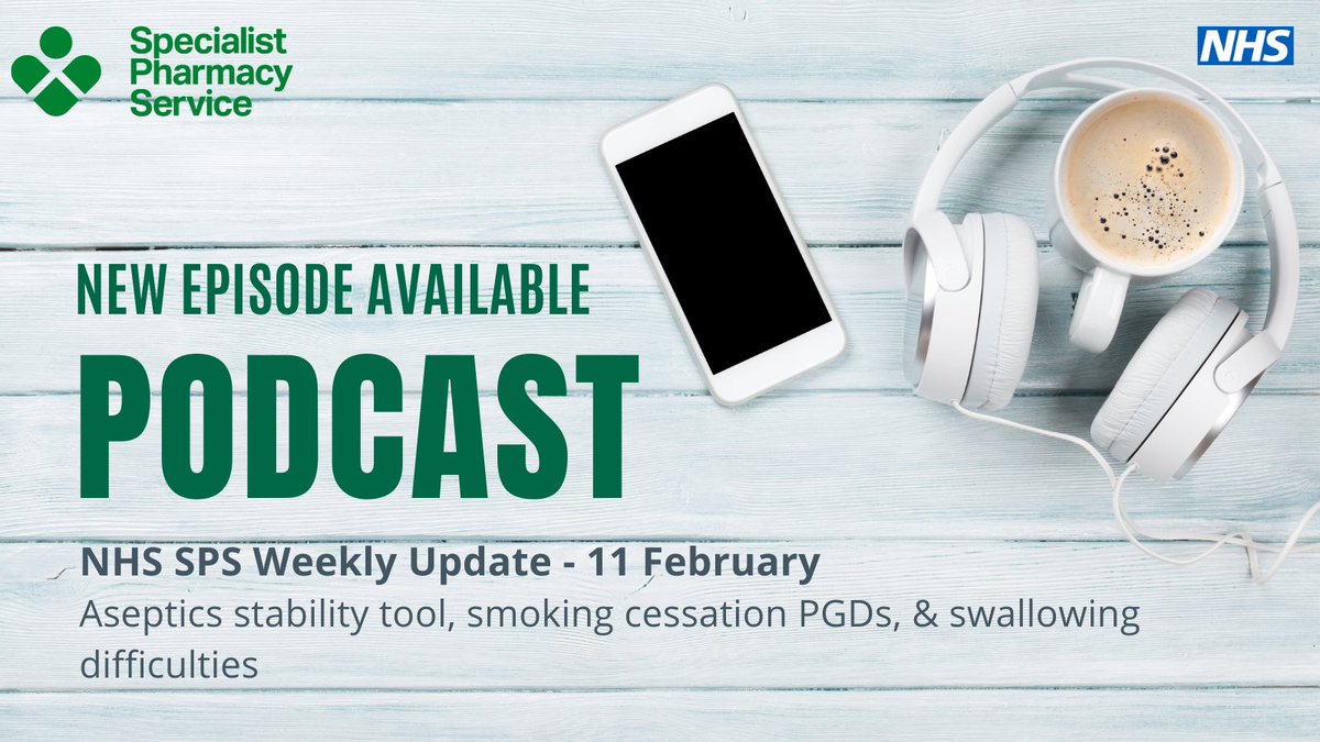NHS_SPS's tweet image. In this week&apos;s podcast learn about our new:

🟩aseptics stability tool (website log in reqd)
🟧cytisinicline PGD template for smoking cessation
🟦swallowing difficulties podcasts

Plus other new &amp;amp; updated pages &amp;amp; upcoming events

Click here to listen: soundcloud.com/nhs_sps/11-feb…