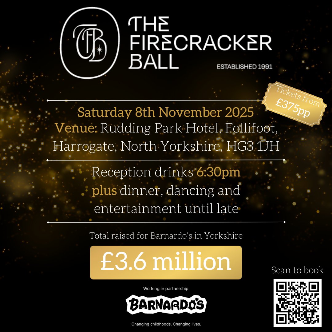 Firecracker Ball (@firecrackerball) on Twitter photo Save the date - 8th November. Book your table for 2025 now!
Now in its twenty third year supporting <a href="/barnardos/">Barnardo’s</a> , the Firecracker Ball is the outstanding corporate event of the year.
Find out more thefirecrackerball.co.uk/Book
#Firecracker25 #Yorkshire #Charity Save the date - 8th November. Book your table for 2025 now!
Now in its twenty third year supporting <a href="/barnardos/">Barnardo’s</a> , the Firecracker Ball is the outstanding corporate event of the year.
Find out more thefirecrackerball.co.uk/Book
#Firecracker25 #Yorkshire #Charity
