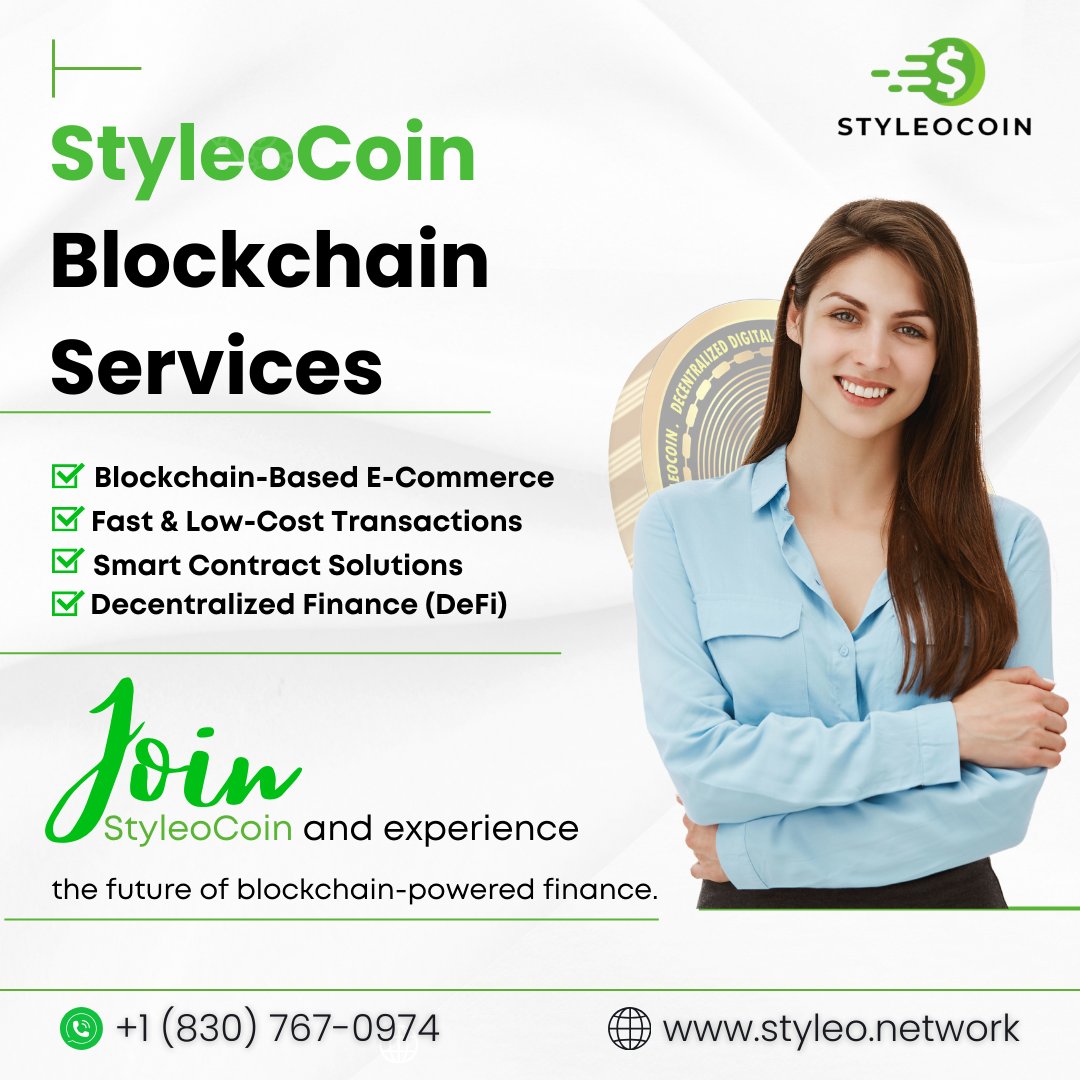 styleocoin's tweet photo. StyleoCoin Blockchain Services

Blockchain-Based E-commerce
Fast &amp; Low-Cost Transactions
Smart Contract Solutions
Decentralized Finance (DeFi)

Join StyleoCoin and experience
the future of finance.

Visit - 🌐https://t.co/yFiXrflUtW

#cryptoinvesting #FinancialGrowth #StyleoCoin https://t.co/w1kiiEHtCU