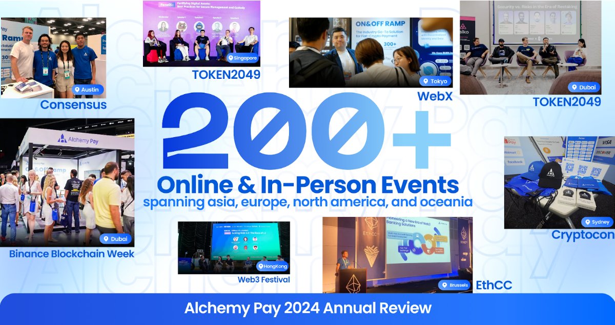 AlchemyPay's tweet photo. 🛫 From Dubai to Tokyo, Brussels to Austin—#AlchemyPay has been on the move!
🌎 100+ online & 50+ offline events
💡 Engaged at #Token2049, #Web3Festival, #ETHCC, #BinanceBlockchainWeek & more
🙌 Connecting with the crypto community is what drives us. We’re always listening & improving to build the best onramp experience for YOU!
Let’s keep the conversation going! 

$ACH