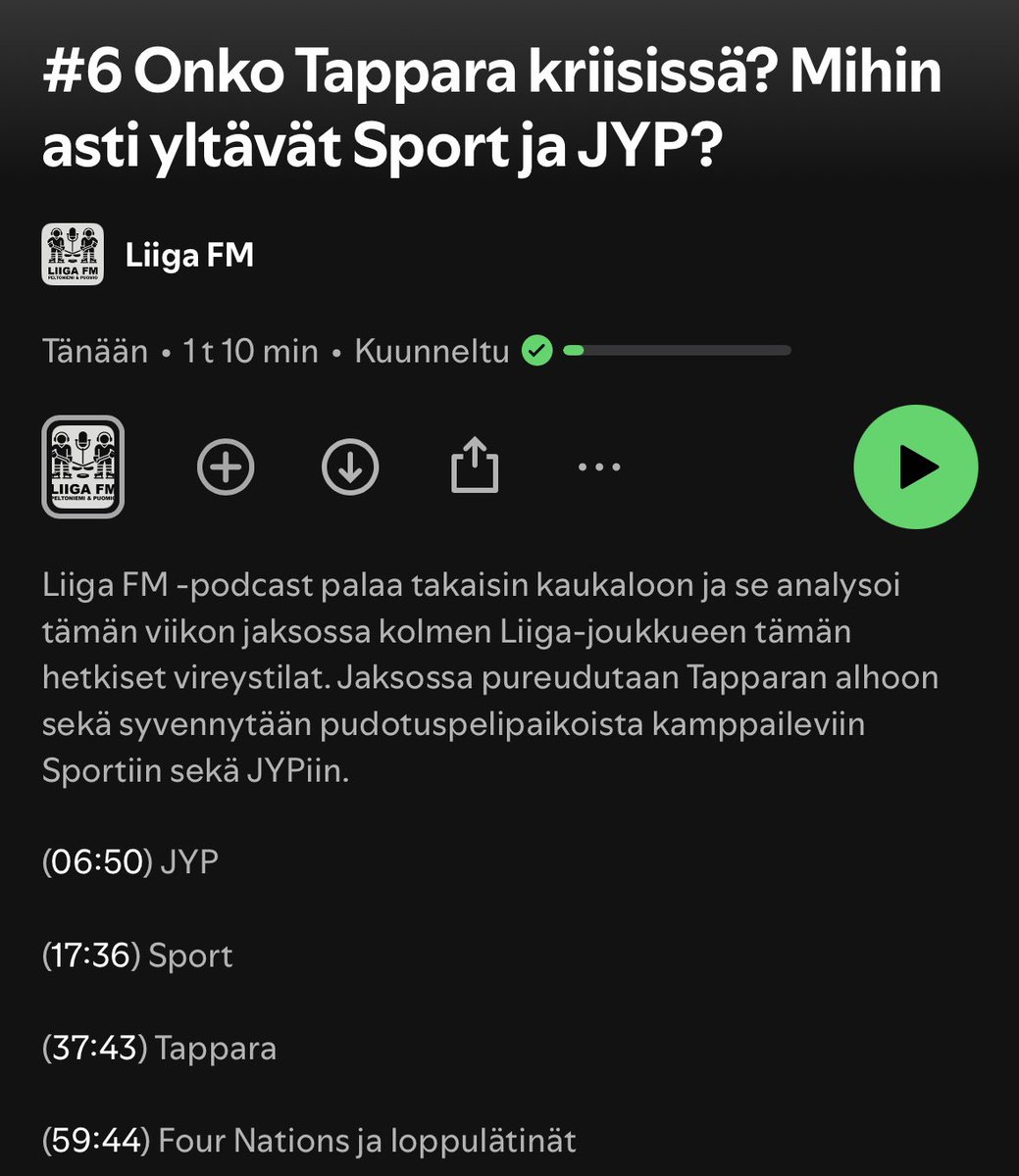 Liiga FM jakso #6 ulkona! 🆕🎙️

Mihin menet Tappara? Vaasassa lopulta kaikki hyvin? Palattiinko Jyväskylässä takaisin lähtöruutuun?🤔

Tämä kaikki mutustelussa täällä 👉🏻 open.spotify.com/episode/6T7DeJ…

Ota kuunteluun! 🎧🏒

#Liiga