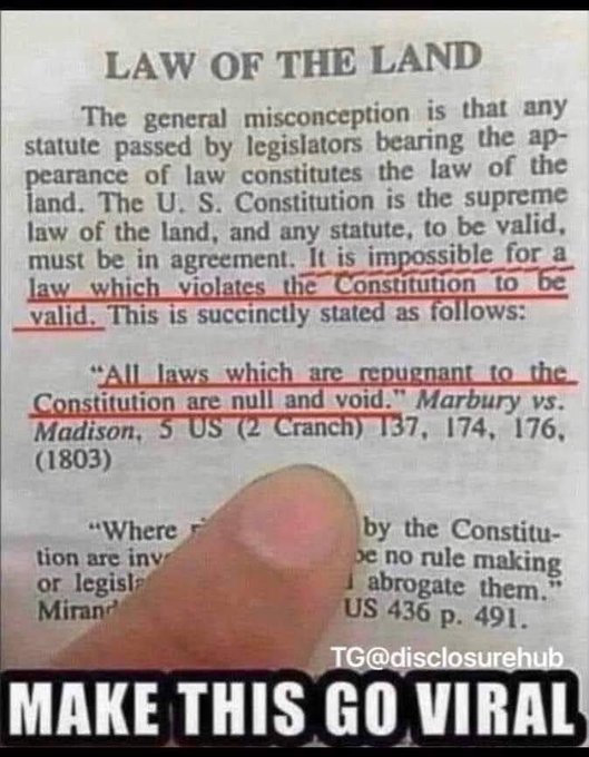 PeriklesGREAT's tweet photo. @elonmusk 🔥ALL Laws which are repugnant to the CONSTITUTION are null &amp; void. 

💥I assume the same applies to Judicial RULINGS, by JUDGES who commit TREASON by attempting to undermine  the CONSTITUTION, which they have sworn an OATH to Uphold &amp; Protect ! https://t.co/VLDy40esZg
