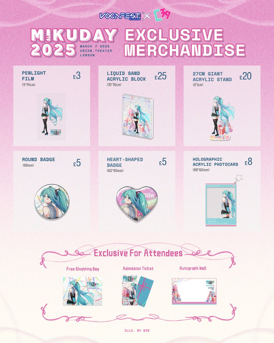 VOCAFESTUK's tweet image. Announcing Exclusive goods for Mikuday 2025, this is an one off production for this event only, art by @BibBoss39 
Pre-Order online for guaranteed delivery before events for all UK customers, alternatively pick up at the event. 
Pre-order end 25/02
shop.vocafest.co.uk/pre-order-miku…