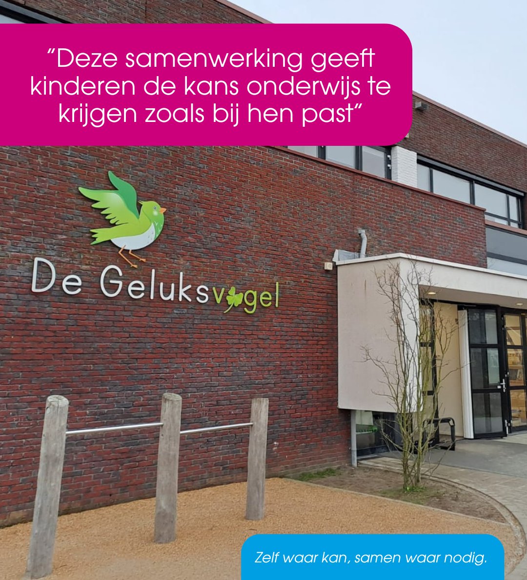 Op SBO De Geluksvogel in Tholen is een onderwijs-zorggroep gestart. In de klas is ook een zorgbegeleider van SDW aanwezig. Zo kunnen kinderen die extra begeleiding nodig hebben en daardoor niet naar school konden, nu onderwijs volgen op een manier die bij hen past. #SamenSterker