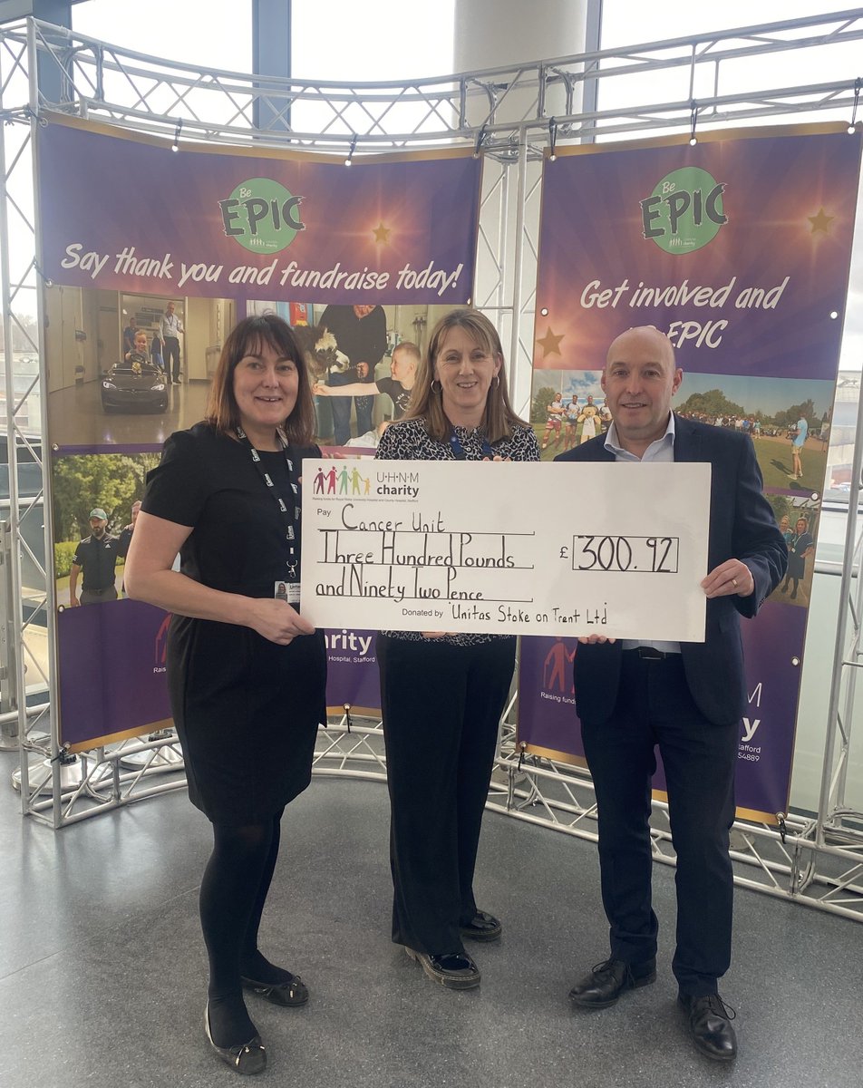 Our Christmas Jumper day raised a whopping £300 for our friends at @UHNMCHARITY. We took our friend Steve Parker from @PhoenixGas along to present the cheque, which our team wanted to donate to the Cancer Ward.