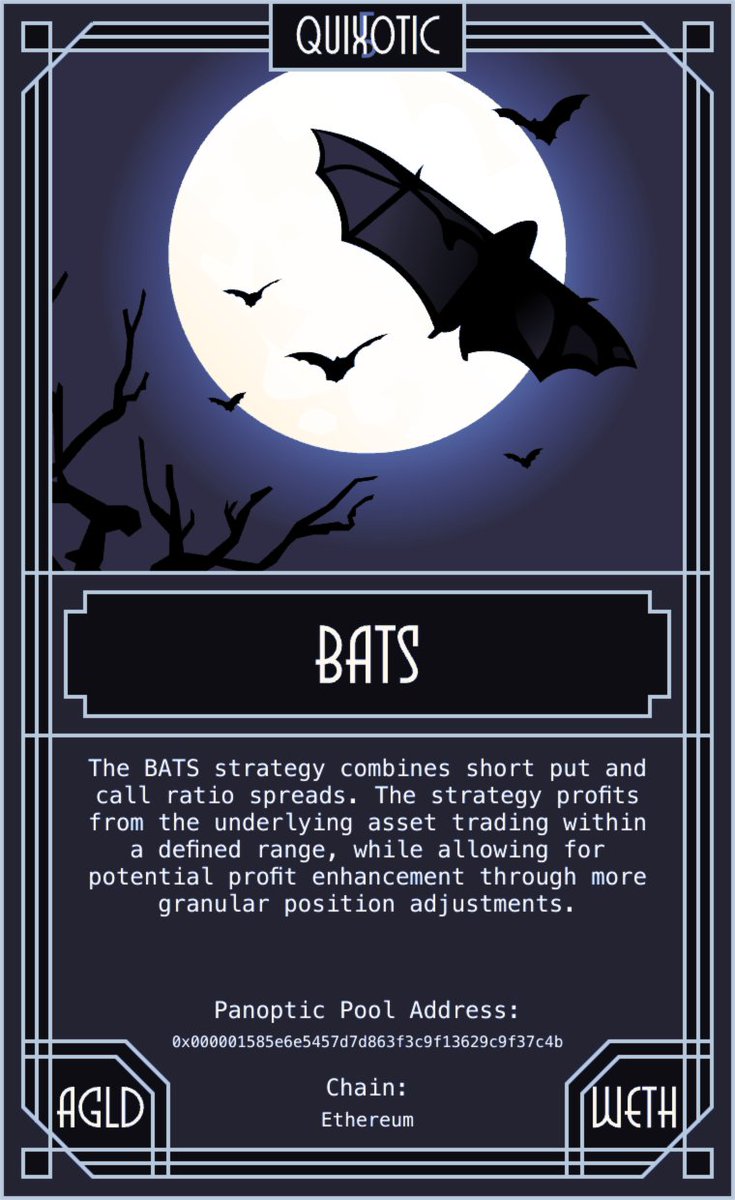 📢 New Market Created on Panoptic!

💰 Market: $WETH / $AGLD (100 bps)
⛓️ Chain: Ethereum
🎲 NFT Rarity: 5 - Quixotic
📈 NFT Strategy: BATS

Check it out: app.panoptic.xyz/markets/Ethere…