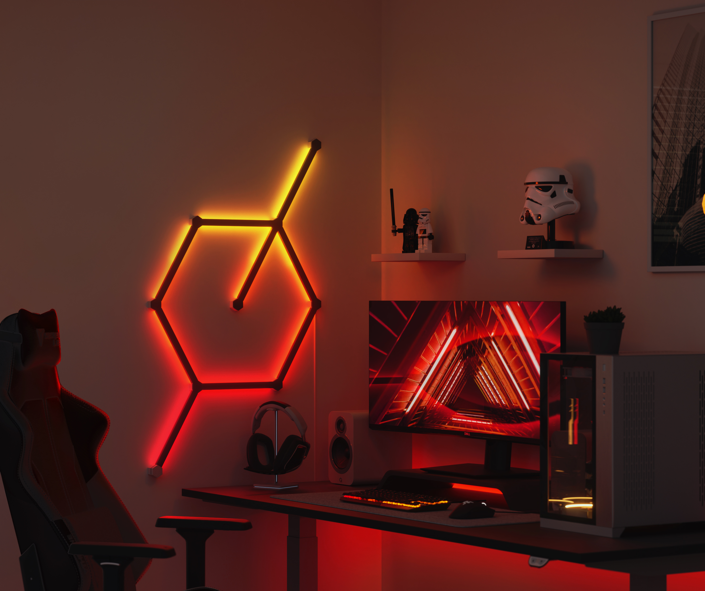 Amazon.co.jp: 【Amazon限定パック】Nanoleaf(ナノリーフ) Shapes Hexagon (シェイプス ヘキサゴン)  スターターパック 7枚入り 簡単取付 1680万色 RGBCWマルチカラー スマートライト ゲーミングライトパネル インテリア 