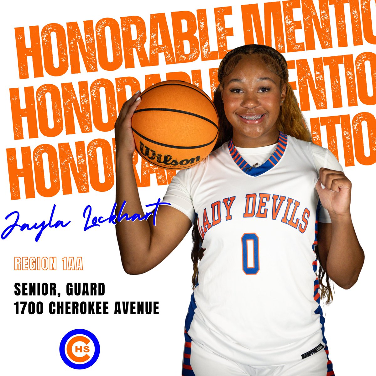 Congratulations to Jayla Lockhart for being named Honorable Mention Region 1AA for her outstanding performance during the season!!!