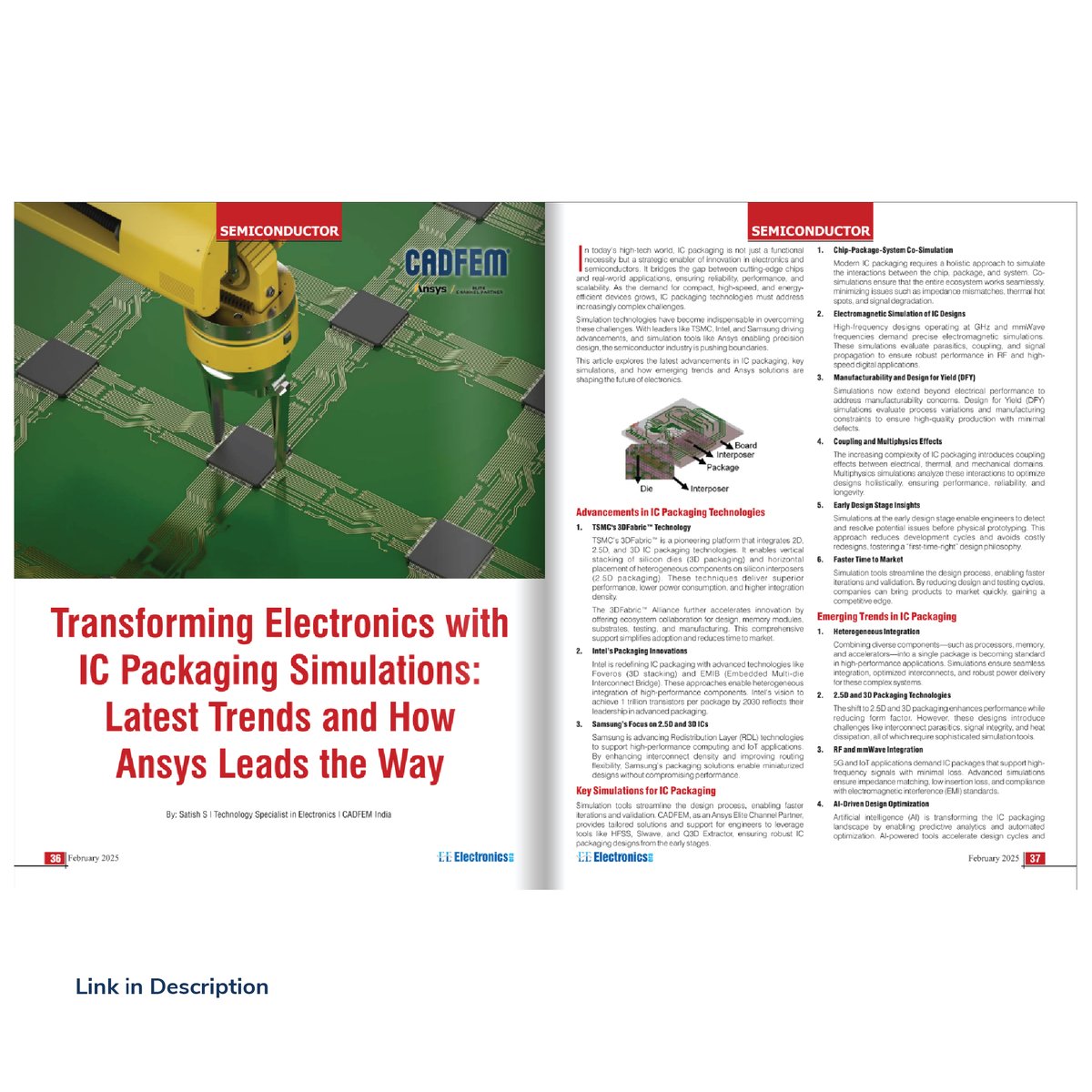 cadfem_in's tweet image. CADFEM India Featured in Electronics Era!
Check them out now! - lnkd.in/g2By3Gzk
#CADFEMIndia #ElectronicsEra #Semiconductors #MedicalElectronics #EngineeringInnovation #SimulationDrivenDesign