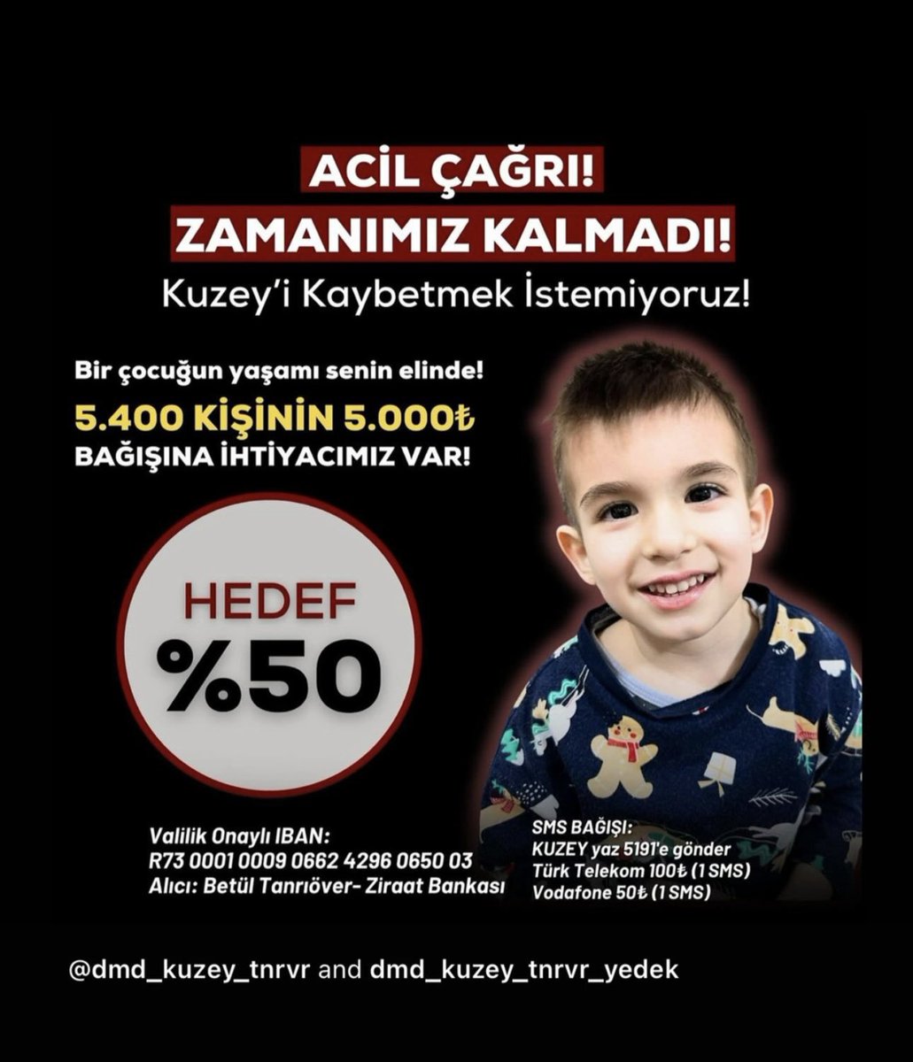 Merhabalar,
yegenim Kuzey olumcul bir kas hastaligi olan DMD ile mucadele ediyor. 
Tedavi 3 milyon dolar. Bizi yalniz birakmayin, cok vaktimiz kalmadi.

#KuzeyeUmutOl
#KuzeyYasayacak