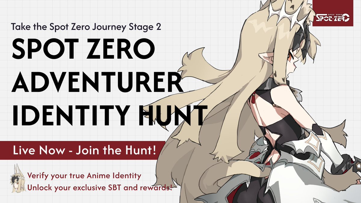 Take the Spot Zero Journey Stage 2: Adventurer Identity Hunt is LIVE! 🚀

🗓️ Event Period: 02.11 10:00 (UTC) - 03.10 10:00 (UTC)

🔍 3 Steps to claim your Anime ID &amp; earn rewards:
1️⃣ Answer anime-themed questions
2️⃣ Link your Steam account &amp; verify playtime
3️⃣ Claim your Anime ID