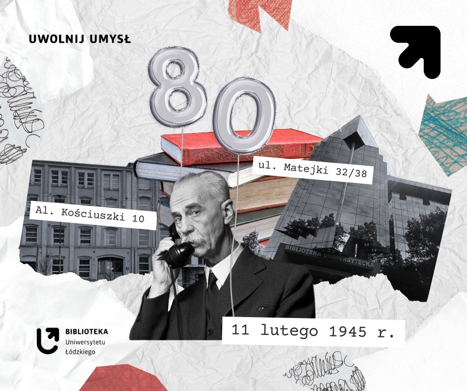 Dziś BUŁa świętuje 80. urodziny!🎉
Działamy od 11 lutego 1945 r., wraz z powstaniem UŁ.
Początkowo Biblioteka funkcjonowała przy Al. Kościuszki, w pomieszczeniu o 40m², wyposażonym tylko w cztery ławy. Dziś nasz budynek przy ul. Matejki zajmuje 25 456 m² i mieści 2,5 mln tomów.