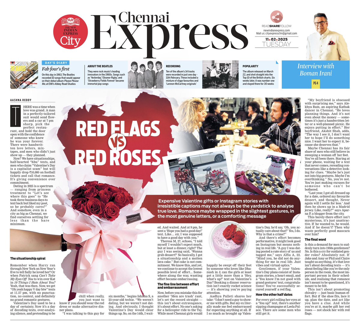 Situationships or soulmates? Red flags or red roses? Why does modern love feel more read receipts than rom-com? 💌 Dive into my Valentine’s Day piece on the romance we deserve vs. the reality we settle for!

newindianexpress.com/cities/chennai…