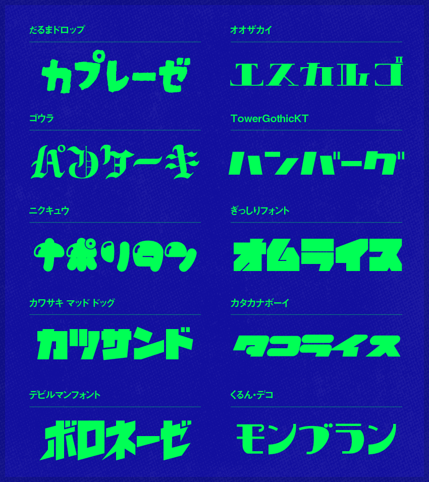 カタカナがユニークなフリーフォント！