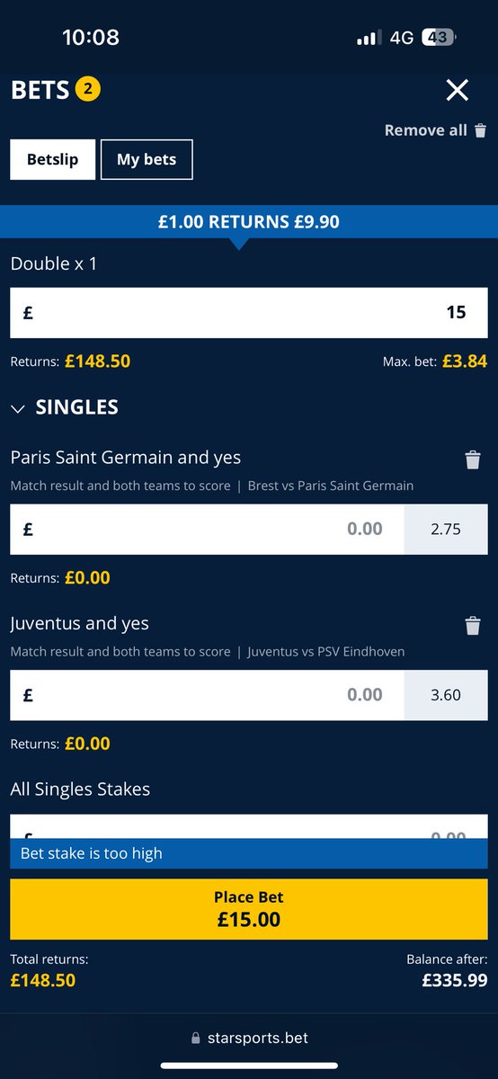 roachbets's tweet image. Hi @BenStarSports - can you let me know please why I’m restricted to £3 on a main markets Champions League double? Thought you were a proper bookie. I’m not Tony Bloom. DM is open. Thanks